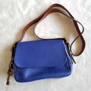 Fossil Small Blue Leather Harper Crossbody NWT